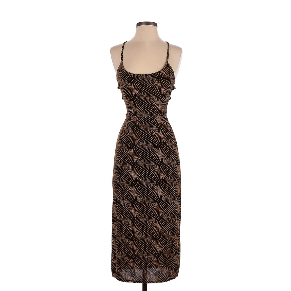 Black Dress with Gold Patterned Detail
